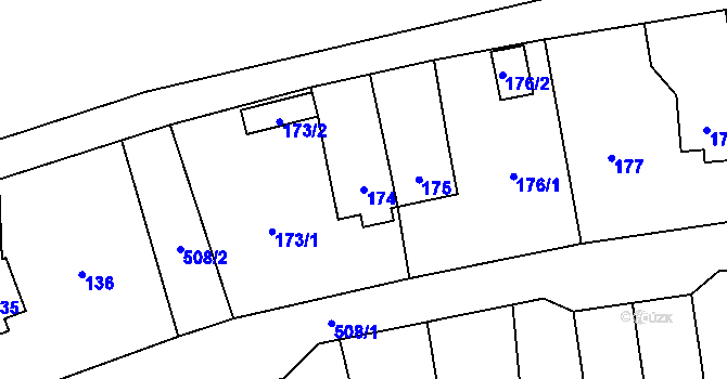 Parcela st. 174 v KÚ Březová u Sokolova, Katastrální mapa