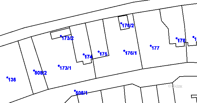 Parcela st. 175 v KÚ Březová u Sokolova, Katastrální mapa