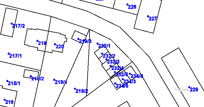 Parcela st. 232/2 v KÚ Březová u Sokolova, Katastrální mapa