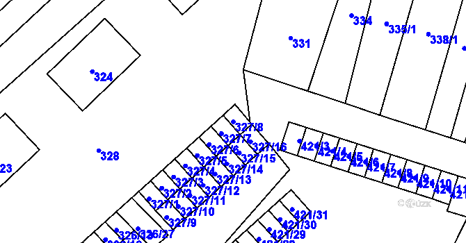 Parcela st. 327/8 v KÚ Březová u Sokolova, Katastrální mapa