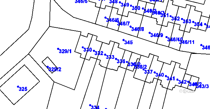Parcela st. 333 v KÚ Březová u Sokolova, Katastrální mapa