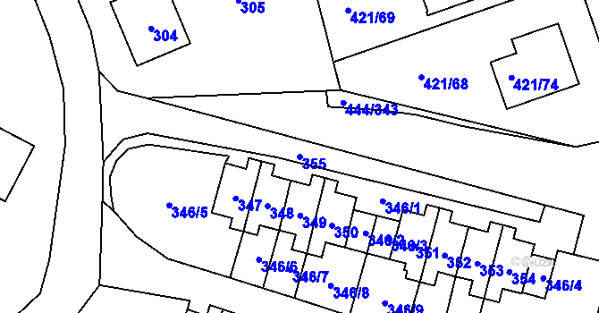 Parcela st. 355 v KÚ Březová u Sokolova, Katastrální mapa