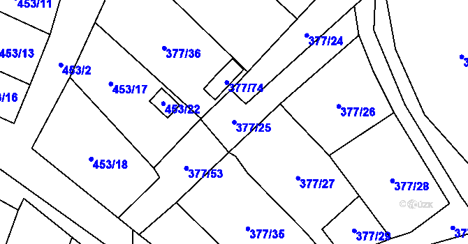 Parcela st. 377/25 v KÚ Březová u Sokolova, Katastrální mapa