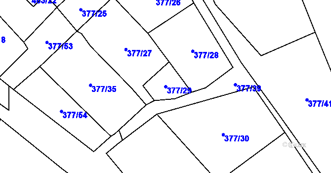 Parcela st. 377/29 v KÚ Březová u Sokolova, Katastrální mapa