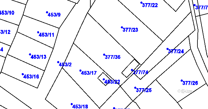 Parcela st. 377/36 v KÚ Březová u Sokolova, Katastrální mapa