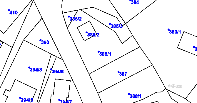 Parcela st. 386/1 v KÚ Březová u Sokolova, Katastrální mapa