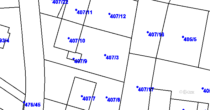 Parcela st. 407/3 v KÚ Březová u Sokolova, Katastrální mapa