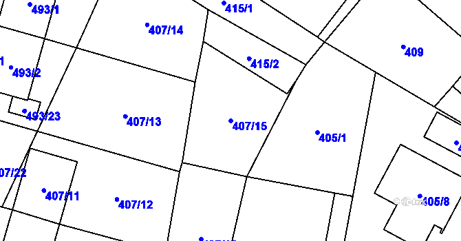 Parcela st. 407/15 v KÚ Březová u Sokolova, Katastrální mapa