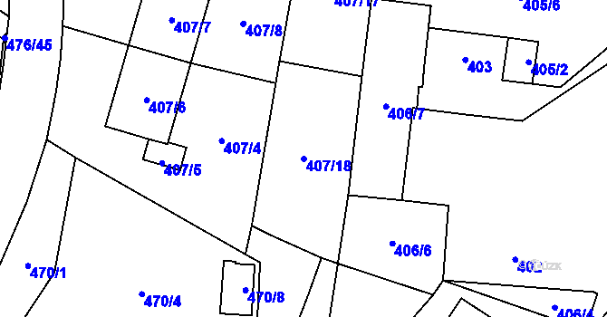 Parcela st. 407/18 v KÚ Březová u Sokolova, Katastrální mapa