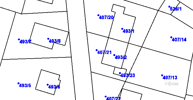 Parcela st. 407/21 v KÚ Březová u Sokolova, Katastrální mapa