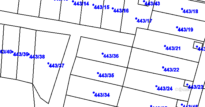Parcela st. 443/36 v KÚ Březová u Sokolova, Katastrální mapa
