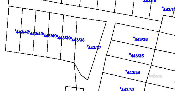 Parcela st. 443/37 v KÚ Březová u Sokolova, Katastrální mapa