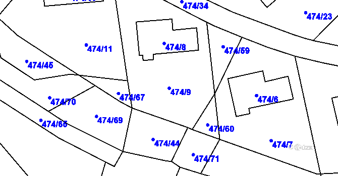 Parcela st. 474/9 v KÚ Březová u Sokolova, Katastrální mapa