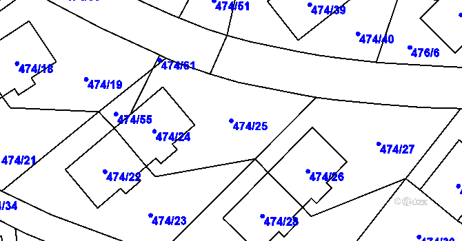 Parcela st. 474/25 v KÚ Březová u Sokolova, Katastrální mapa