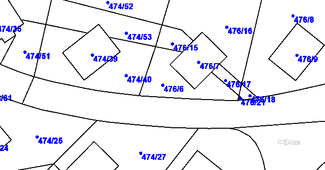 Parcela st. 476/6 v KÚ Březová u Sokolova, Katastrální mapa
