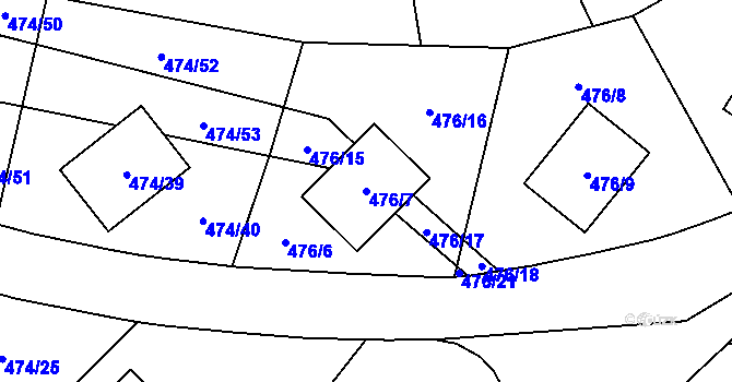 Parcela st. 476/7 v KÚ Březová u Sokolova, Katastrální mapa