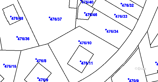 Parcela st. 476/10 v KÚ Březová u Sokolova, Katastrální mapa