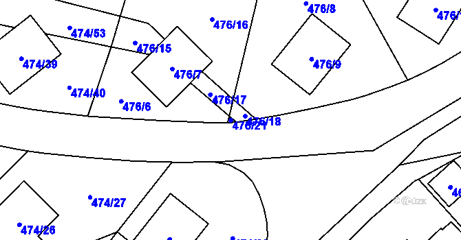 Parcela st. 476/21 v KÚ Březová u Sokolova, Katastrální mapa
