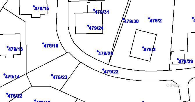 Parcela st. 479/25 v KÚ Březová u Sokolova, Katastrální mapa