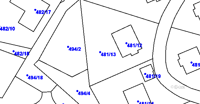Parcela st. 481/13 v KÚ Březová u Sokolova, Katastrální mapa