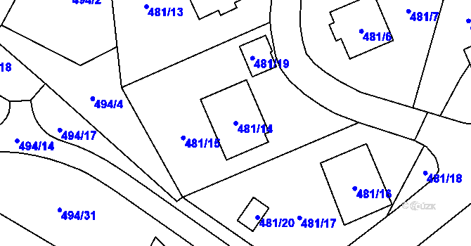 Parcela st. 481/14 v KÚ Březová u Sokolova, Katastrální mapa