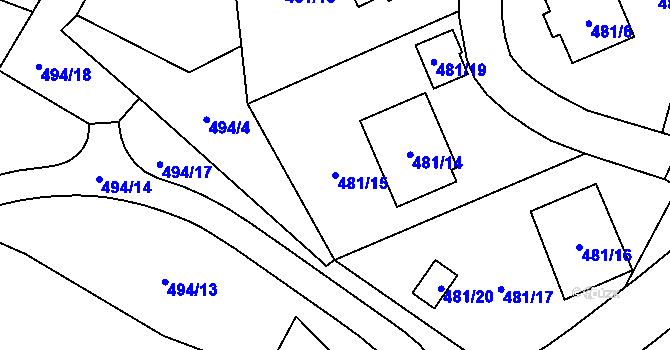 Parcela st. 481/15 v KÚ Březová u Sokolova, Katastrální mapa