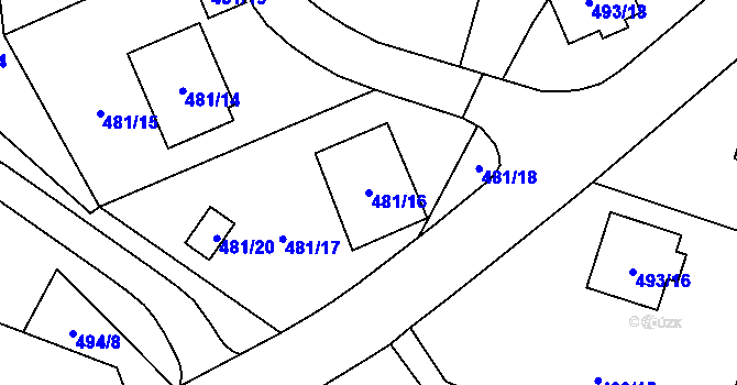 Parcela st. 481/16 v KÚ Březová u Sokolova, Katastrální mapa