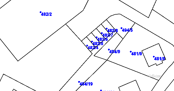 Parcela st. 482/4 v KÚ Březová u Sokolova, Katastrální mapa