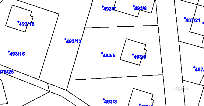 Parcela st. 493/5 v KÚ Březová u Sokolova, Katastrální mapa
