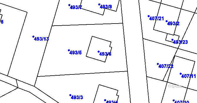 Parcela st. 493/6 v KÚ Březová u Sokolova, Katastrální mapa
