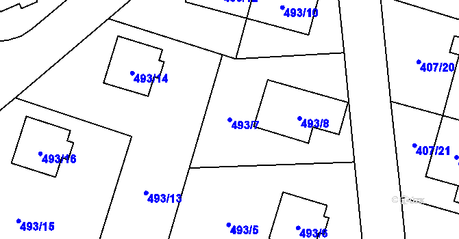 Parcela st. 493/7 v KÚ Březová u Sokolova, Katastrální mapa