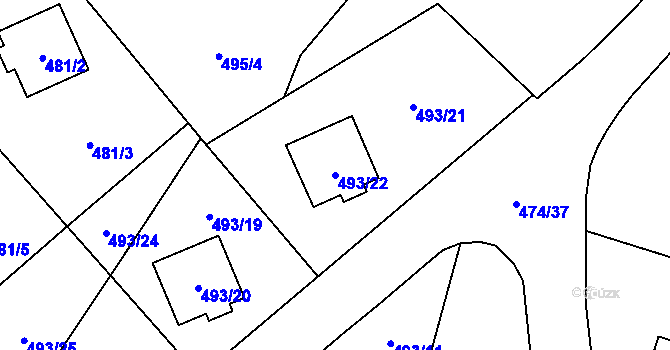 Parcela st. 493/22 v KÚ Březová u Sokolova, Katastrální mapa