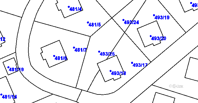 Parcela st. 493/25 v KÚ Březová u Sokolova, Katastrální mapa