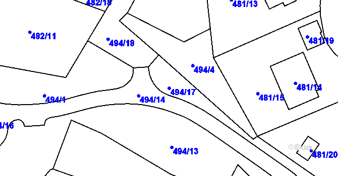 Parcela st. 494/17 v KÚ Březová u Sokolova, Katastrální mapa
