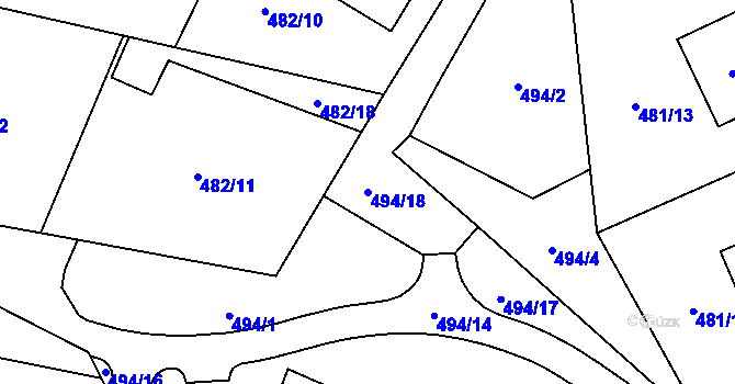 Parcela st. 494/18 v KÚ Březová u Sokolova, Katastrální mapa