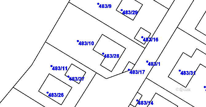 Parcela st. 483/28 v KÚ Březová u Sokolova, Katastrální mapa