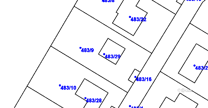 Parcela st. 483/29 v KÚ Březová u Sokolova, Katastrální mapa