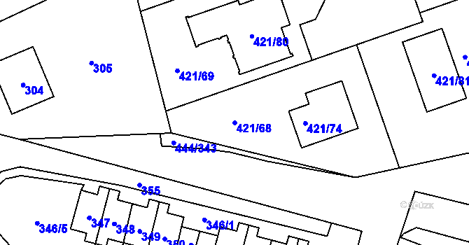 Parcela st. 421/68 v KÚ Březová u Sokolova, Katastrální mapa