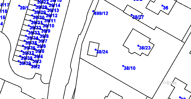 Parcela st. 38/24 v KÚ Březová u Sokolova, Katastrální mapa