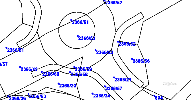 Parcela st. 2366/23 v KÚ Březová u Sokolova, Katastrální mapa