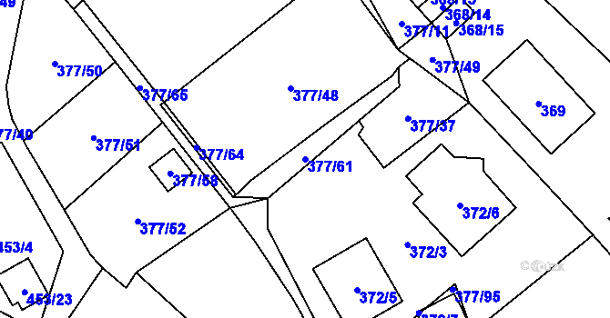 Parcela st. 377/61 v KÚ Březová u Sokolova, Katastrální mapa