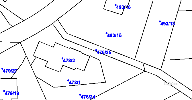 Parcela st. 476/25 v KÚ Březová u Sokolova, Katastrální mapa