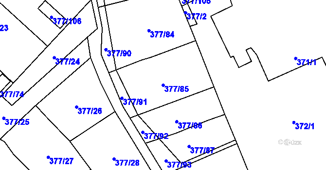 Parcela st. 377/85 v KÚ Březová u Sokolova, Katastrální mapa
