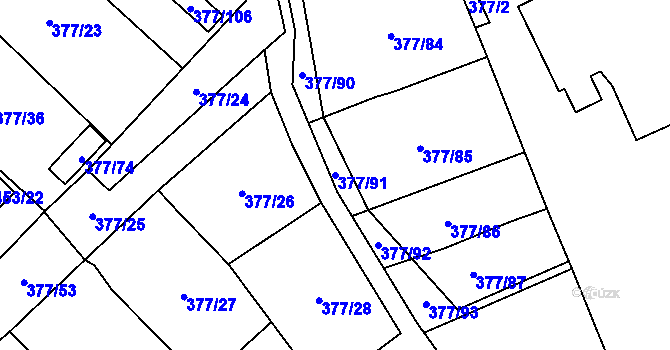Parcela st. 377/91 v KÚ Březová u Sokolova, Katastrální mapa