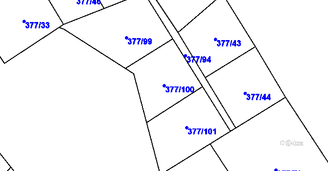 Parcela st. 377/100 v KÚ Březová u Sokolova, Katastrální mapa