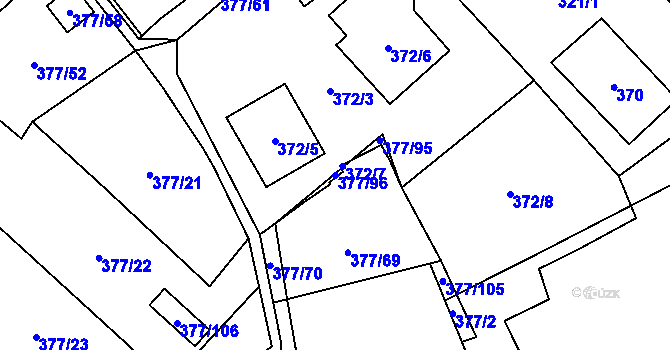 Parcela st. 377/96 v KÚ Březová u Sokolova, Katastrální mapa