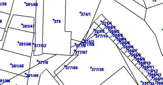 Parcela st. 377/68 v KÚ Březová u Sokolova, Katastrální mapa