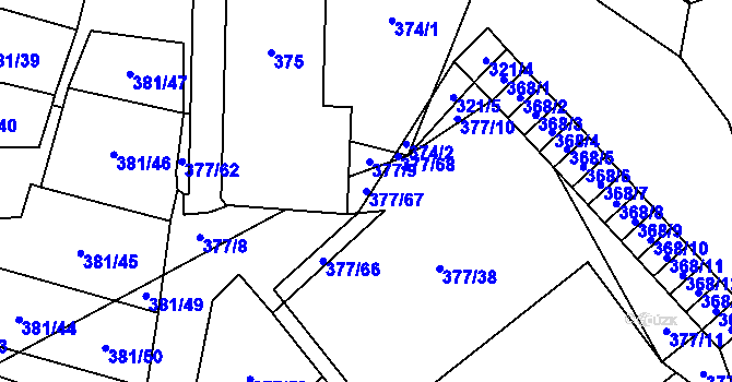Parcela st. 377/67 v KÚ Březová u Sokolova, Katastrální mapa
