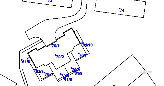 Parcela st. 61/10 v KÚ Březová u Sokolova, Katastrální mapa
