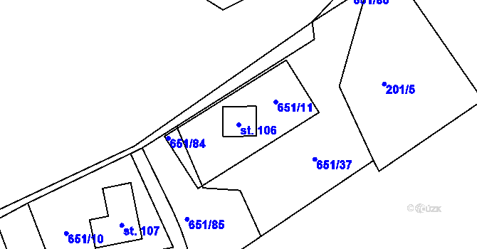 Parcela st. 106 v KÚ Kamenice u Březové, Katastrální mapa
